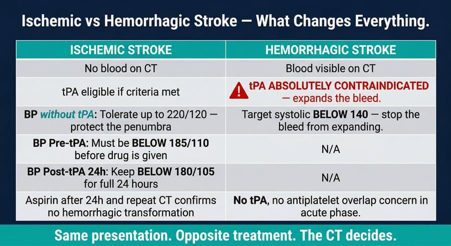 Study chart 1 — Stroke — Ischemic vs Hemorrhagic, FAST, tPA Rules, and Nursing Priorities — NCLEX Exam Prep