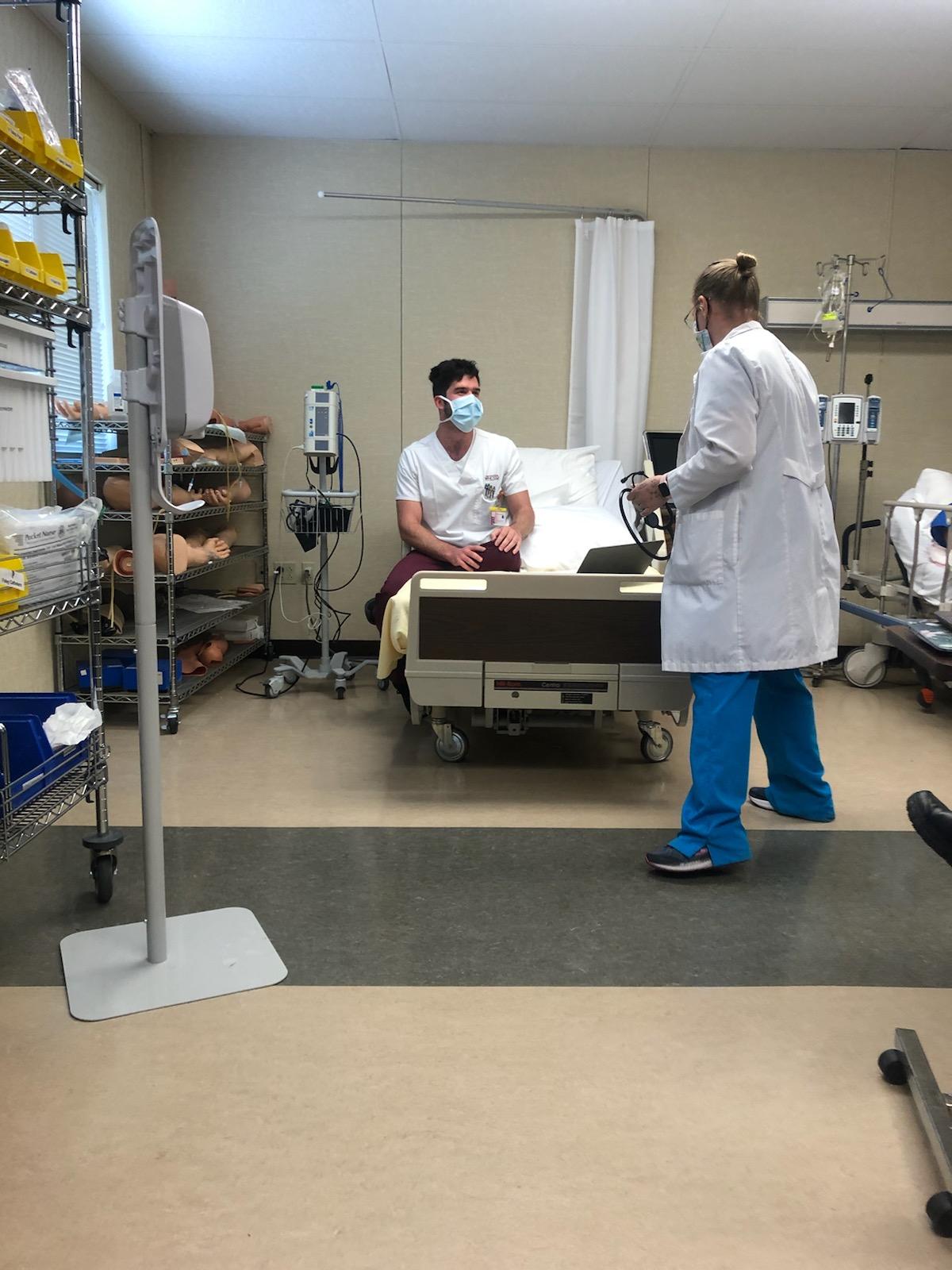 Vitaliy during clinical simulation training at Sierra College Nursing Program, 2020